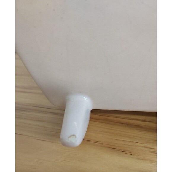 1939 Haeger Baby Cradle Planter pink Pottery Stork Mid Century Nursery Vase Vtg - Picture 5 of 10